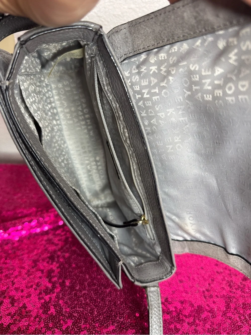 KATE SPADE ♠️ Gray Suede & Leather Crossbody Bag - 6 x 8” inches